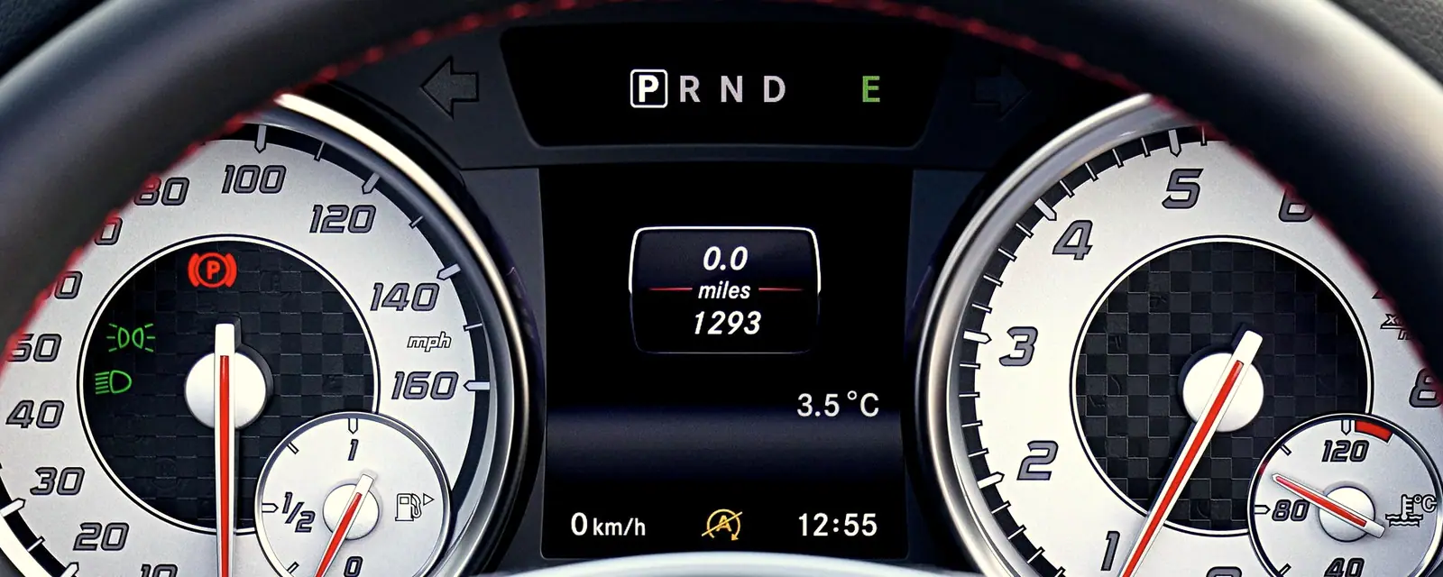 Close-up of a car's instrument cluster